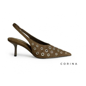 Zapato salón marrón con... 2